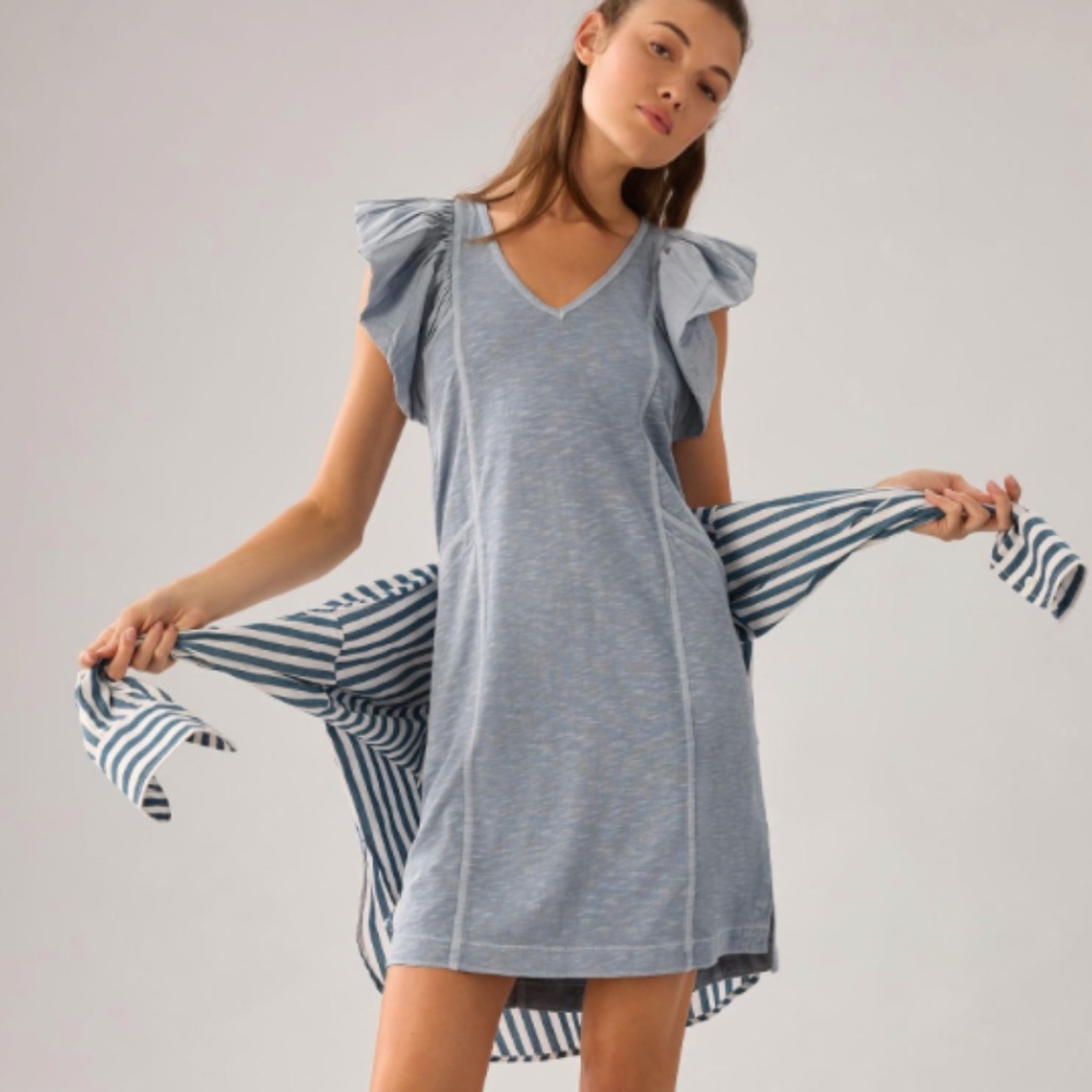 NWT Daily Practice by Anthropologie Flutter-Sleeve Tee Dress - Small